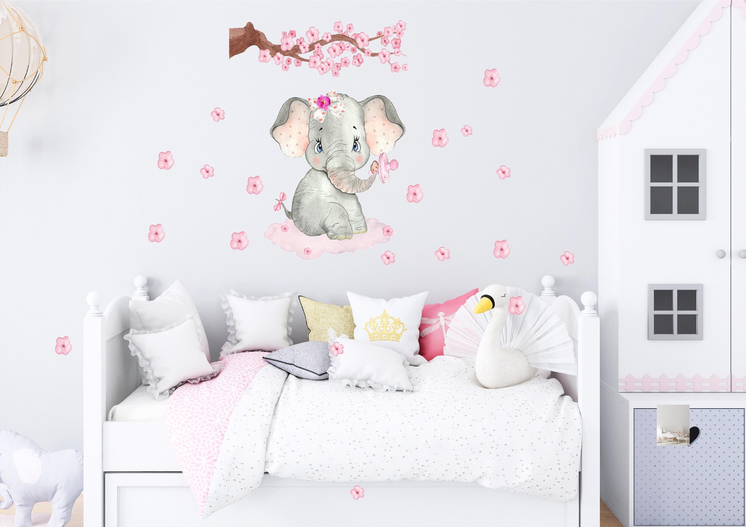 Removable pink Elephant wall decal nursery decor baby little Etsy