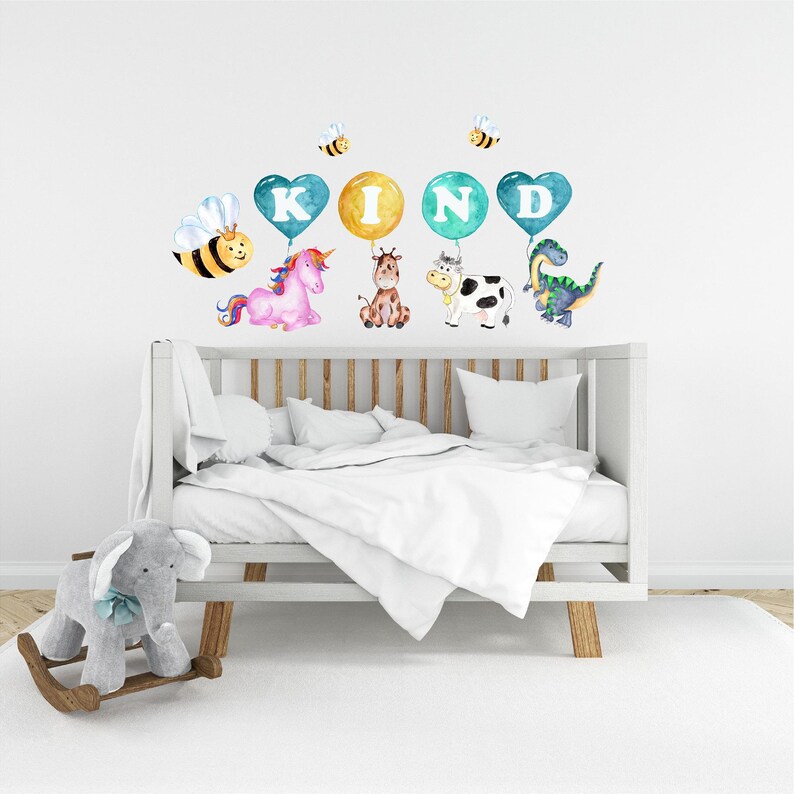 be kind nursery art safari wall decal baby onsies for boys bee sticker room baby shower gift balloon blue animals giraffe dino elephant