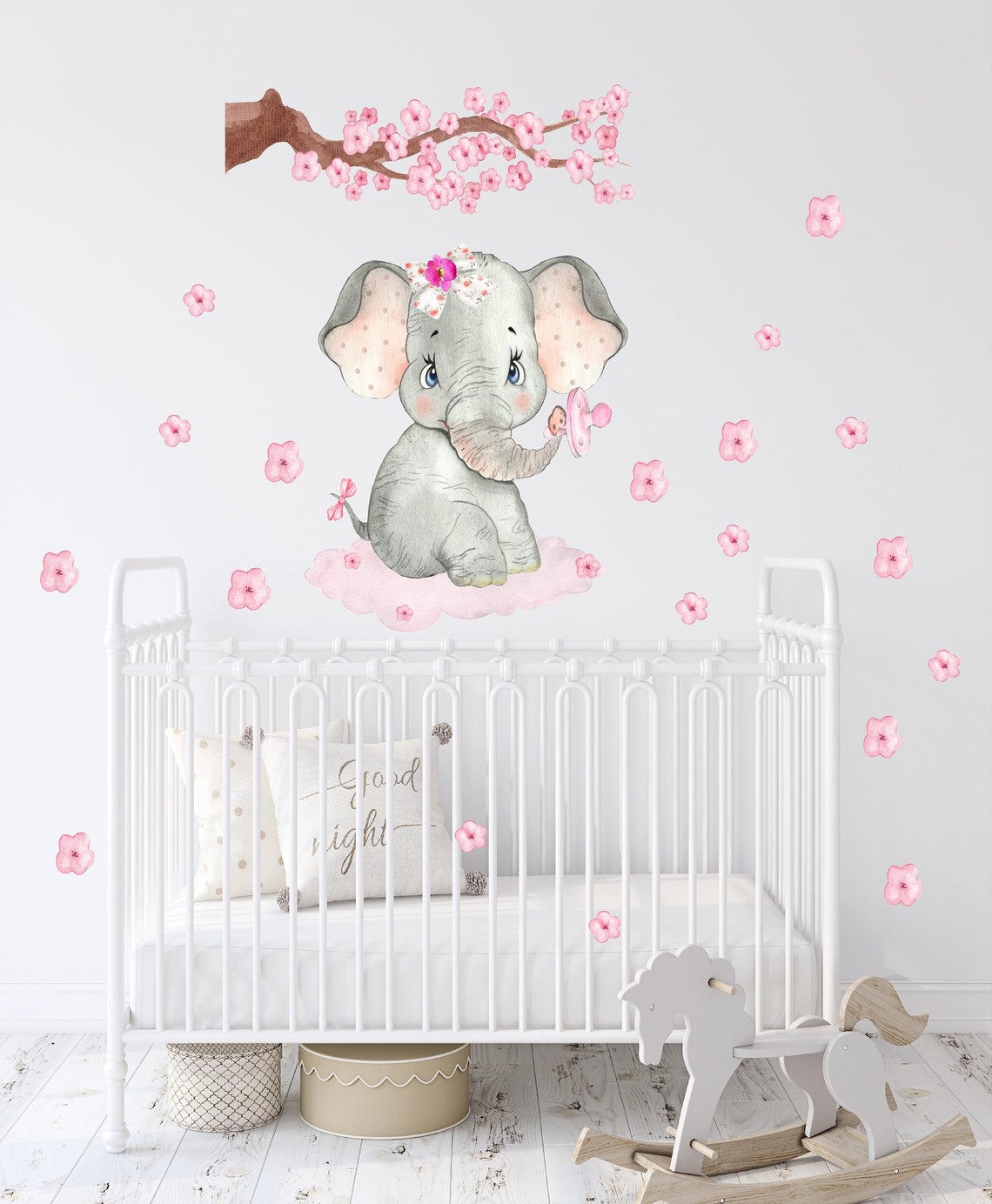 Removable pink Elephant wall decal nursery decor baby little Etsy