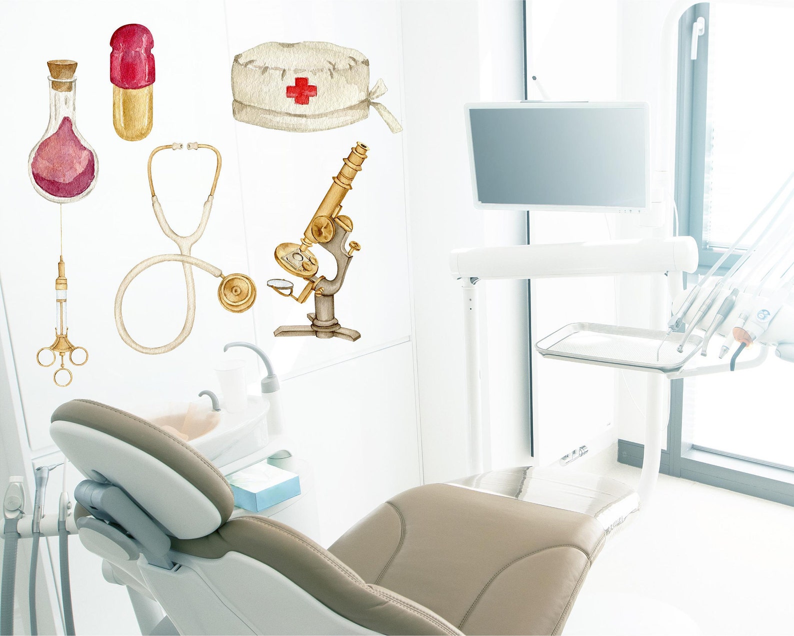 Medical instruments fabric wall decal theme art decor wall Etsy