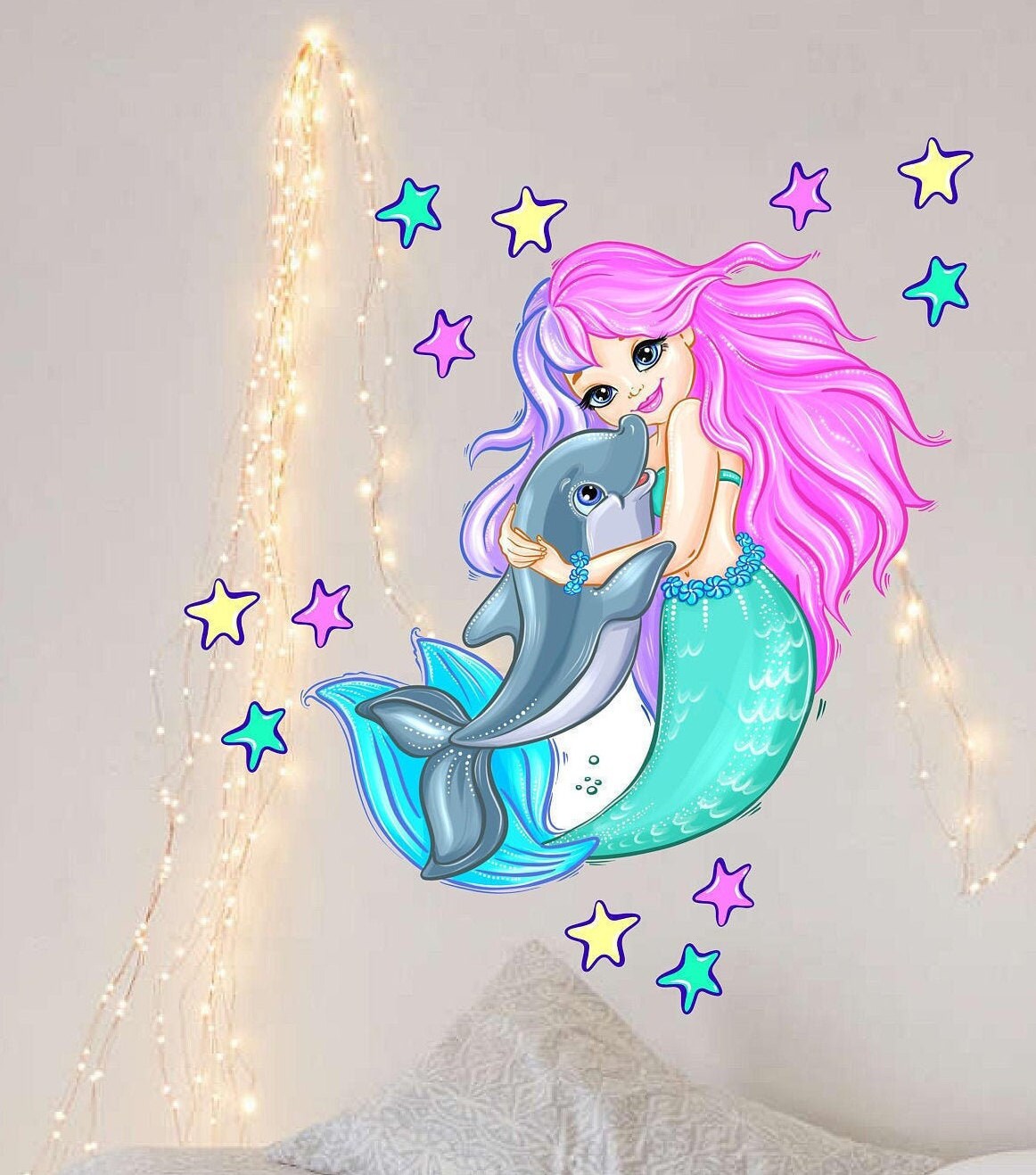 Mermaid wall decal stickers decor mermaid stickers tail wall | Etsy