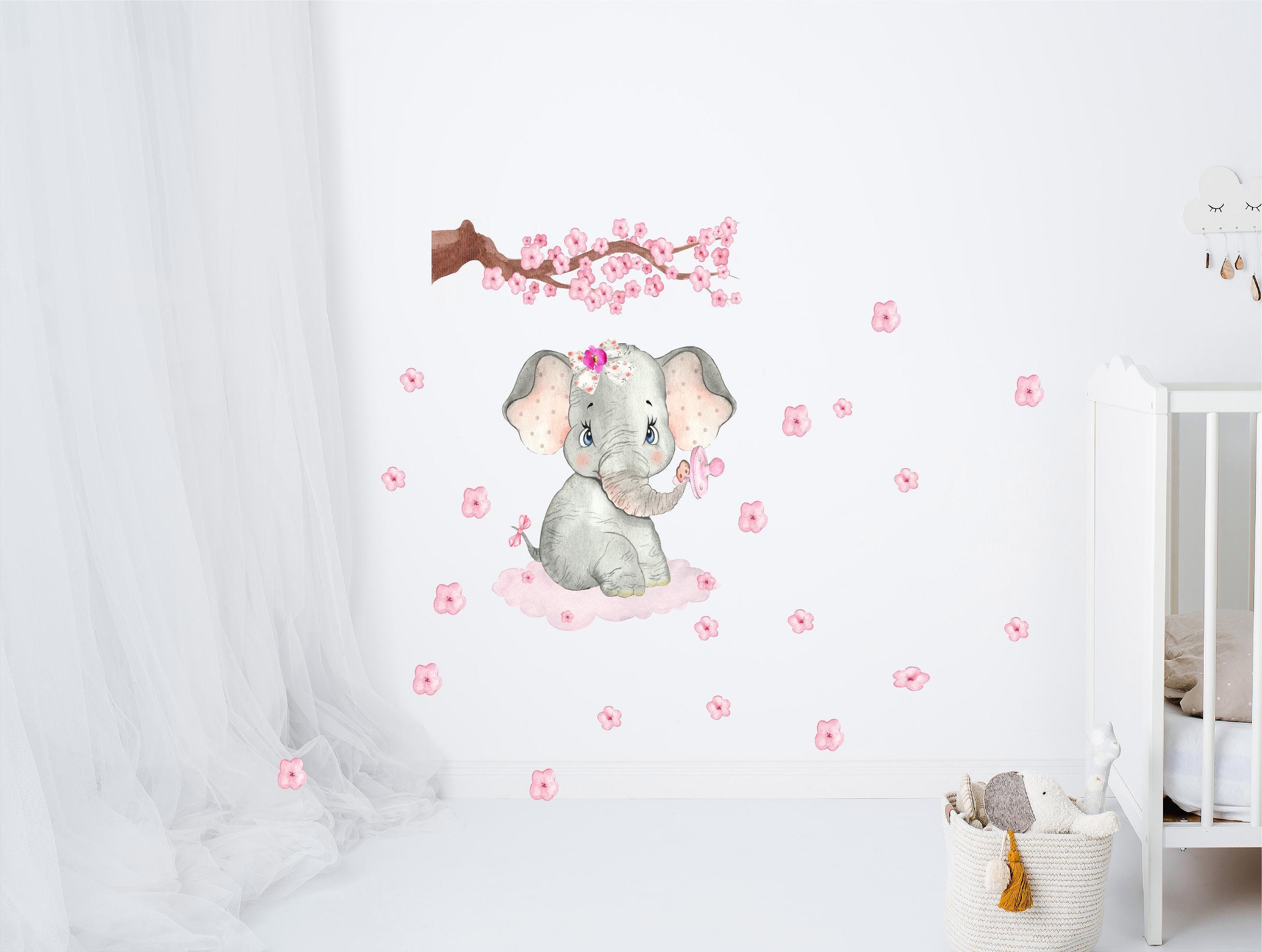 Removable pink Elephant wall decal nursery decor baby little Etsy