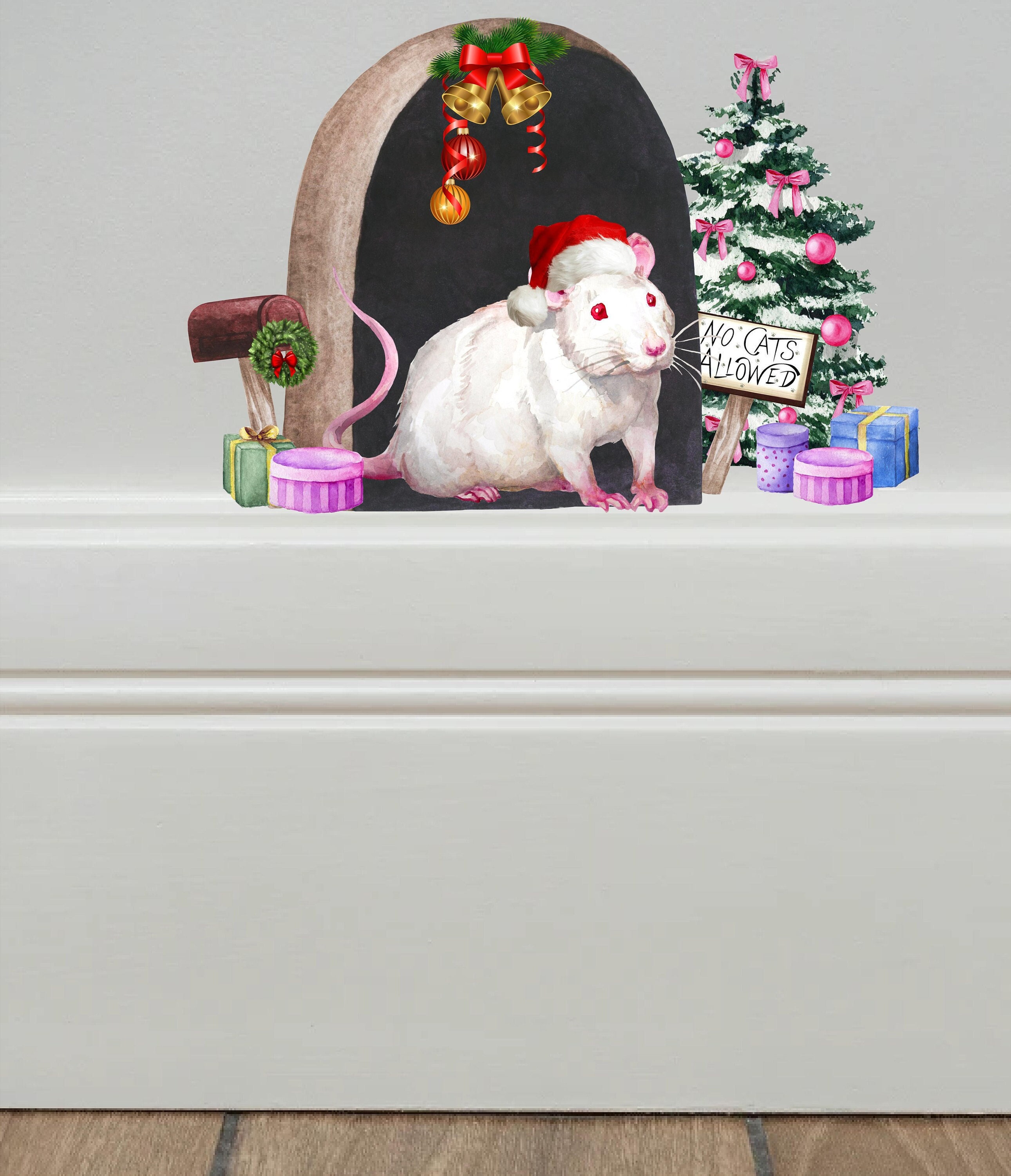 Christmas white mice hole wall decal sticker mazuri mice food Etsy