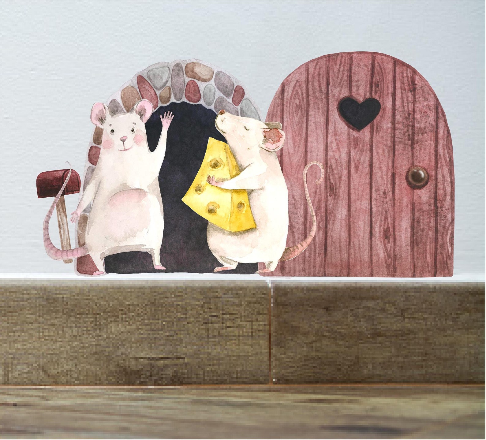 Mice hole wall decal decor art mouse sticker white nursery Etsy