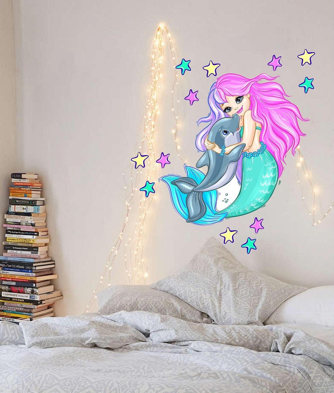 Mermaid wall decal stickers decor mermaid stickers tail wall | Etsy