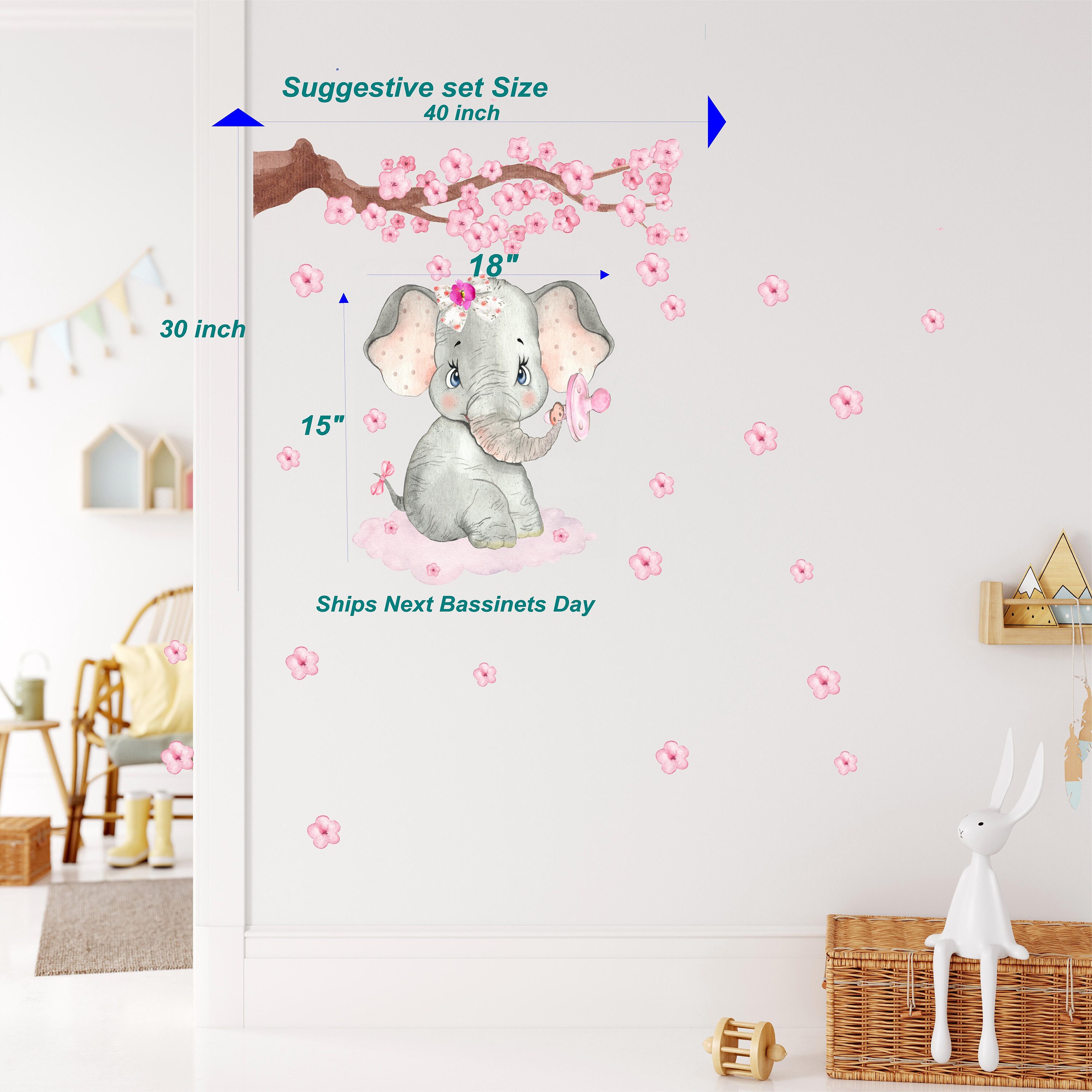 Removable pink Elephant wall decal nursery decor baby little Etsy
