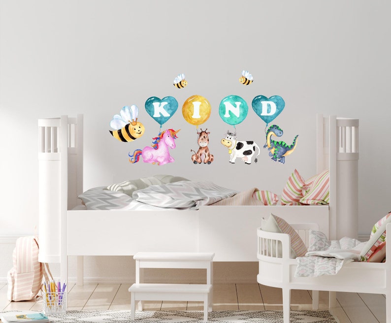 be kind nursery art safari wall decal baby onsies for boys bee sticker room baby shower gift balloon blue animals giraffe dino elephant