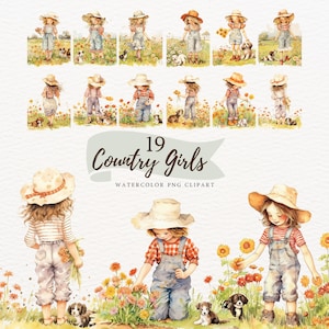 19 PNG Junk Journal, Cottage Girls Clipart, Ragazze vintage, Pacchetto png acquerello, Stile romantico, Scrapbooking, Carta digitale