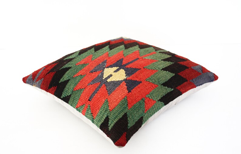 Boho Sham Cover Handmade Kilim Cushion Cover 16x16 Vintage Kilim Pillow Handwoven Turkish Kilim Pillow Sofa Throw Pillow Home Decor
