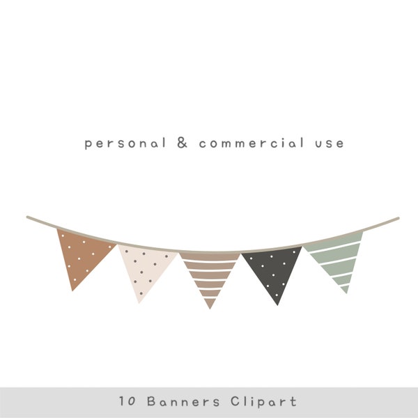 Banners clipart, transparent banners clipart, banners png, bunting clipart, pennants clipart, flags, neutral colour banners clipart