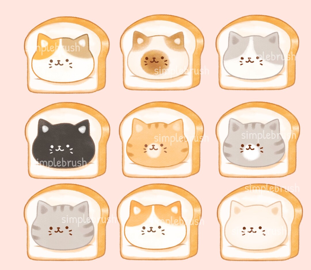 Cat Clipartcat Breadcute Cat Bread Clipartcat Etsy