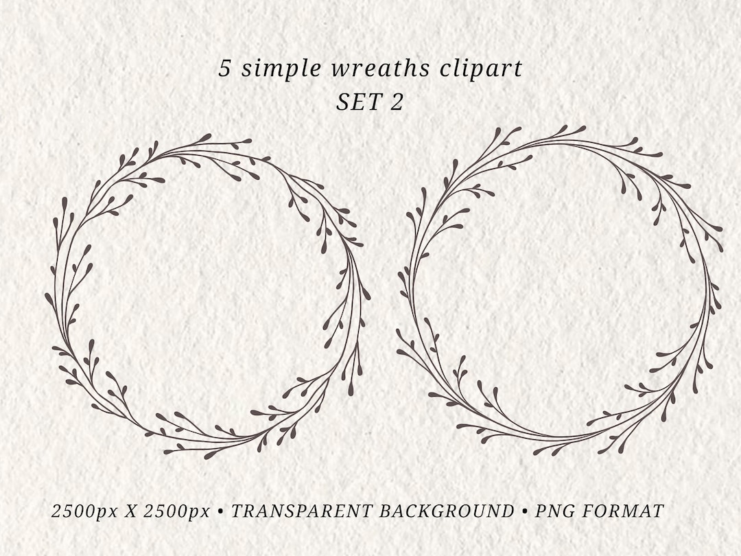 Wreath Clipart, Hand-drawn Wreath Clipart, Botanical Wreath ...