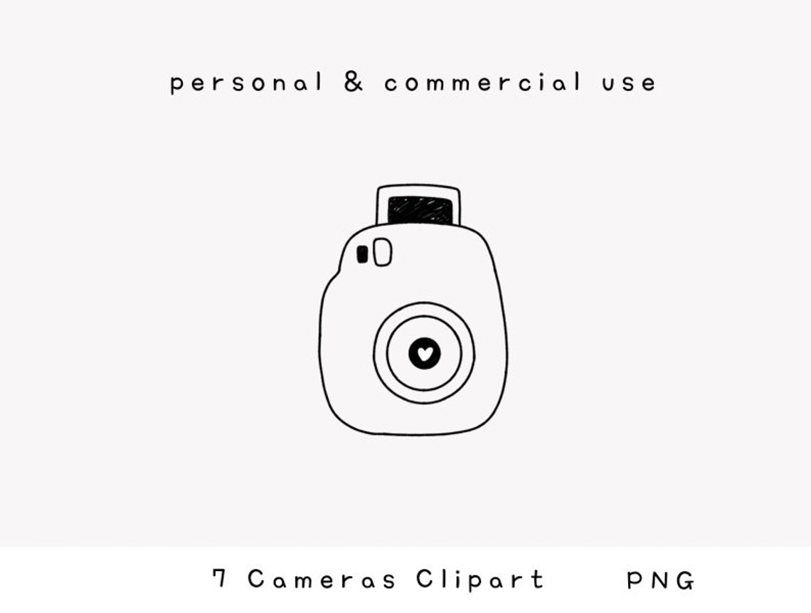Camera Clipart, Hand Drawn Camera, Simple Camera Clipart, Polaroid