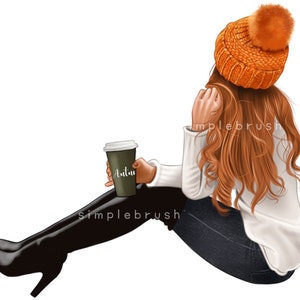 Autumn clipart, autumn fashion girl clipart, fall fashion clipart, girl clipart, autumn girl clipart, pretty girl, fall fashion clipart