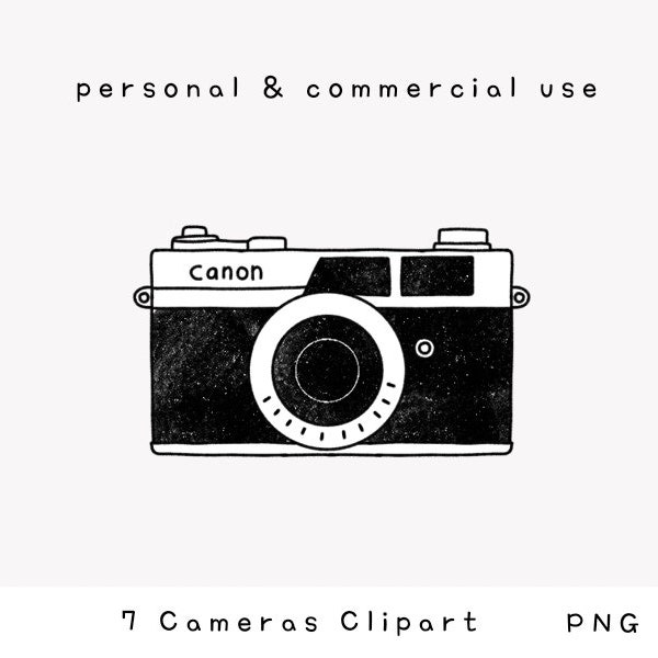 Camera clipart, hand drawn camera, simple camera clipart, polaroid camera clipart, cute camera clipart, camera doodle, minimalist camera