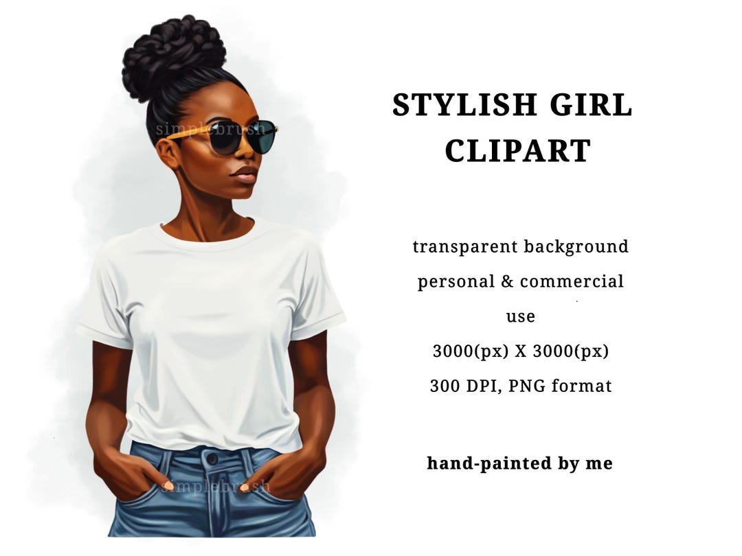Stylish Girl Clipart, Fashion Clipart, Casual Fashion Aesthetic ...