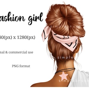 Fashion Girl Clipart, Fashion Clipart, Mädchen Clipart, Haarschmuck, Mädchen Illustration, Fashion Girl Illustration, Haarschmuck