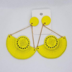 Colorful Fan Wooden Earrings
