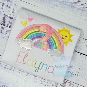 2nd Rainbow birthday shirt, Pastel Rainbow, Over the rainbow party, Any Age, Birthday party rainbow theme, Pastel Color Rainbow with sun