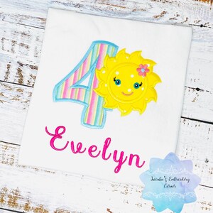 Birthday shirt with cute yellow sun, shirt with sunshine, 1st, 2nd all ages birthday
