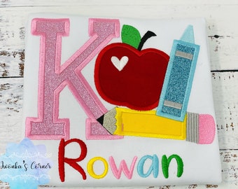 Girl back to school shirt - Kindergarten shirt for girl - 1st day of school - K is for kindergarten, Pre K