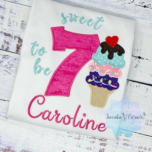 Girl 7rd Birthday Ice cream Birthday Shirt, Ice cream Party Outfit, Summer Birthday, Ice Cream, Sweet Birthday