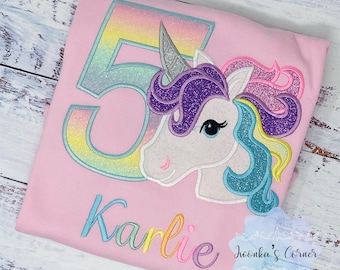 Girl 5th Birthday Pastel Unicorn Shirt, Rainbow Pastel Unicorn Birthday Outfit, Unicorn birthday Rainbow Unicorn outfit
