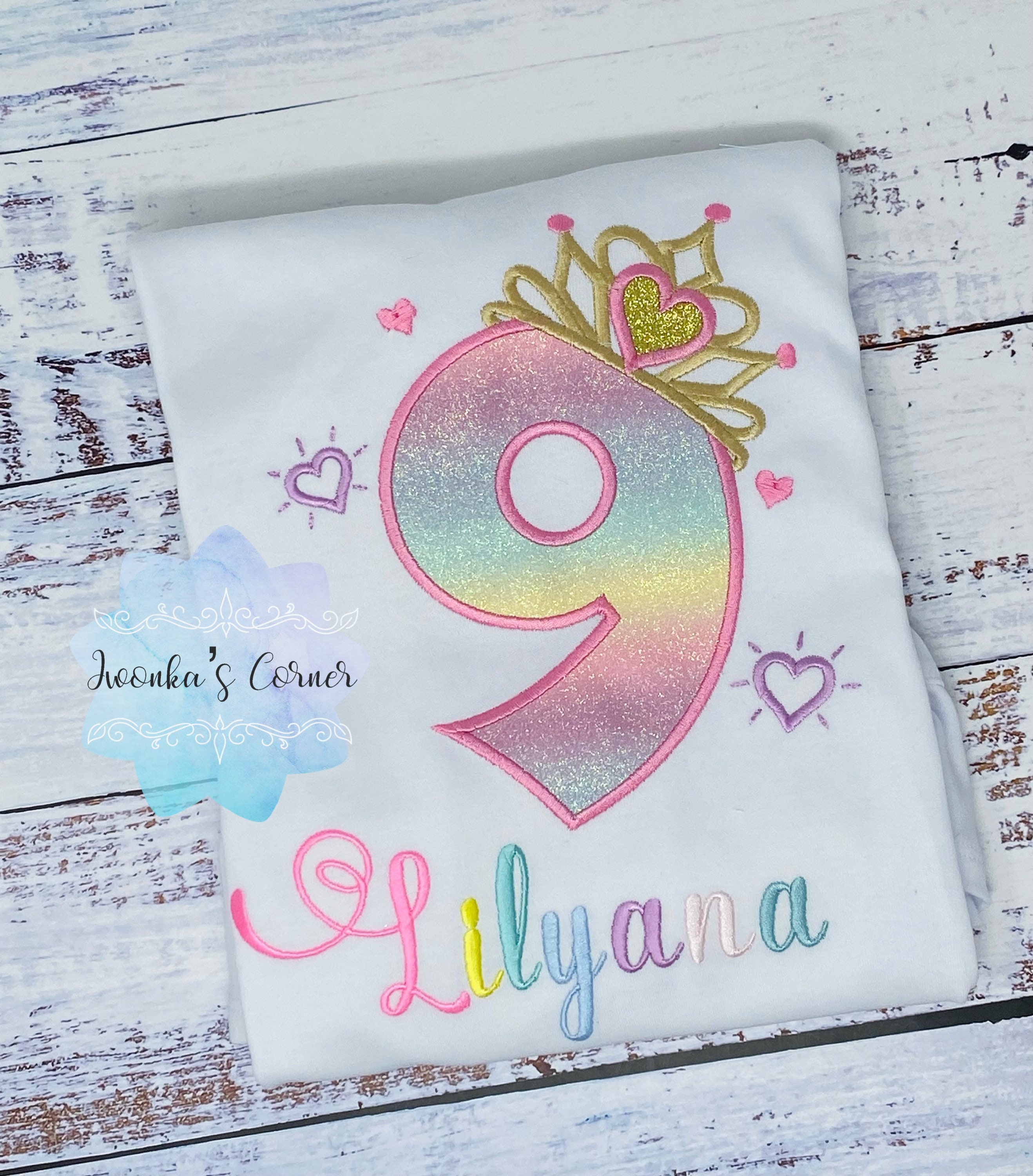 9. Geburtstagsshirt für Mädchen Regenbogen Prinzessin | Etsy