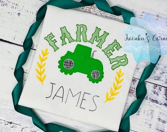 Farm Shirt, Farmer Boy Shirt, Custom Embroidered Farm Shirt - Tractor Embroidered shirt