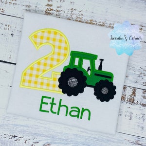 Boy 2nd birthday tractor shirt - Boys birthday shirt - 2nd birthday tractor shirt - Boys green tractor shirt - Tractor 2nd birthday