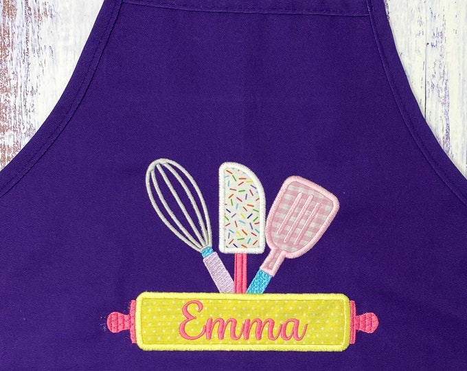 Personalized Kids Apron, Cooking Kitchen Gift, School Gift, Student Gift, Monogrammed, Cooking, Art Party, Apron Made in USA,