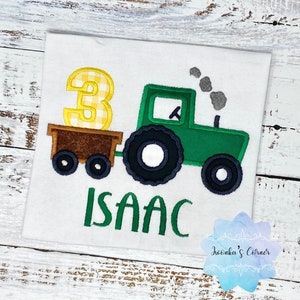 Birthday Tractor Shirt, 3rd Birthday shirt With Green Tractor, Farm Tractor Birthday Shirt