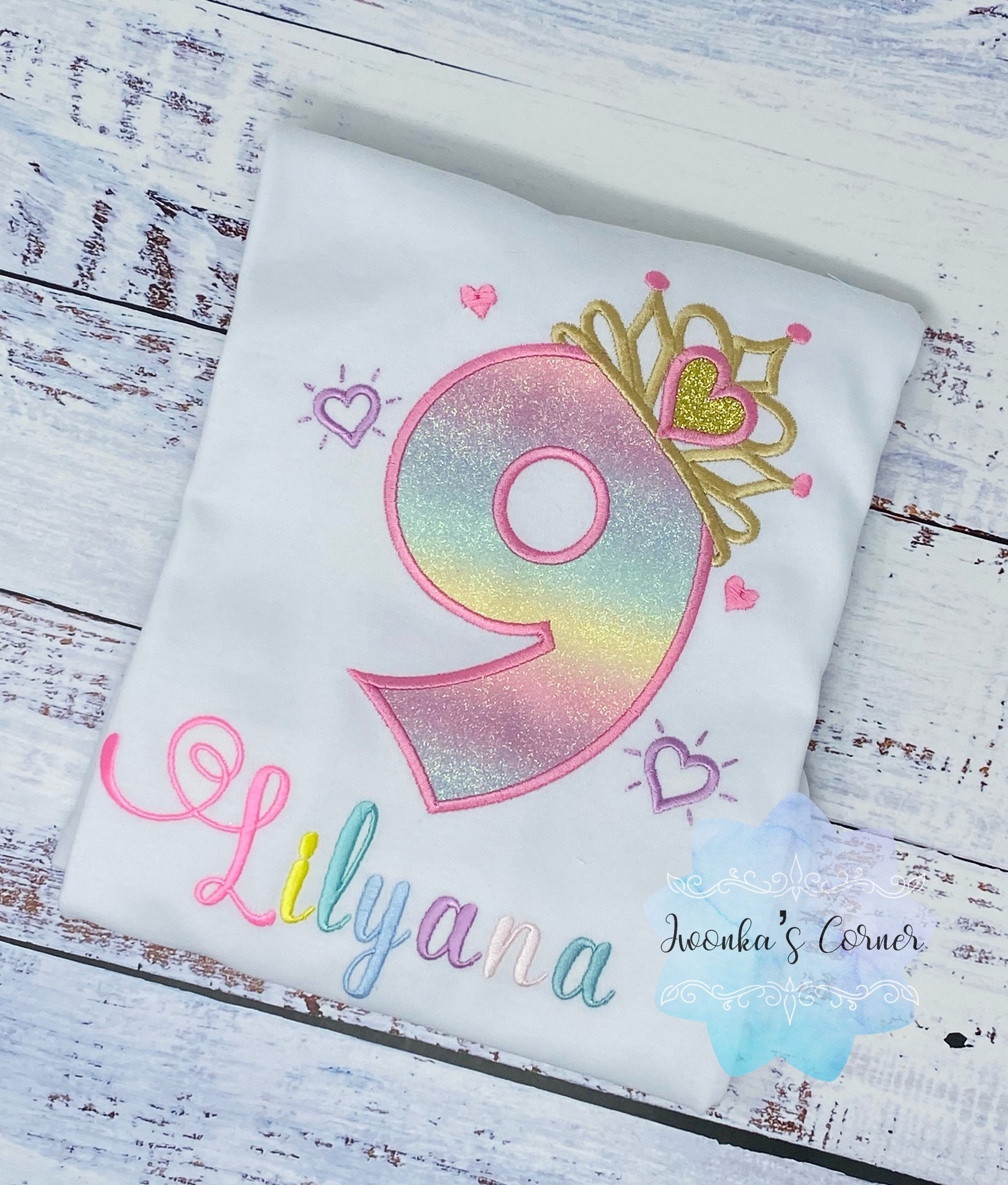9. Geburtstagsshirt für Mädchen Regenbogen Prinzessin | Etsy