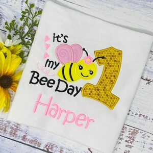 Girl 1st Bee Birthday shirt, Bee Honeycomb shirt, It’s My Bee Day Embroidery, Honeybee Personalized Outfit, Birthday Shirt with Bee