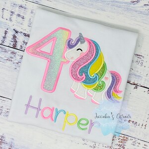 4th Birthday Pastel Unicorn Shirt, Girl Rainbow Pastel Unicorn Birthday Outfit, Unicorn birthday, Rainbow Unicorn outfit, Unicorn embroidery