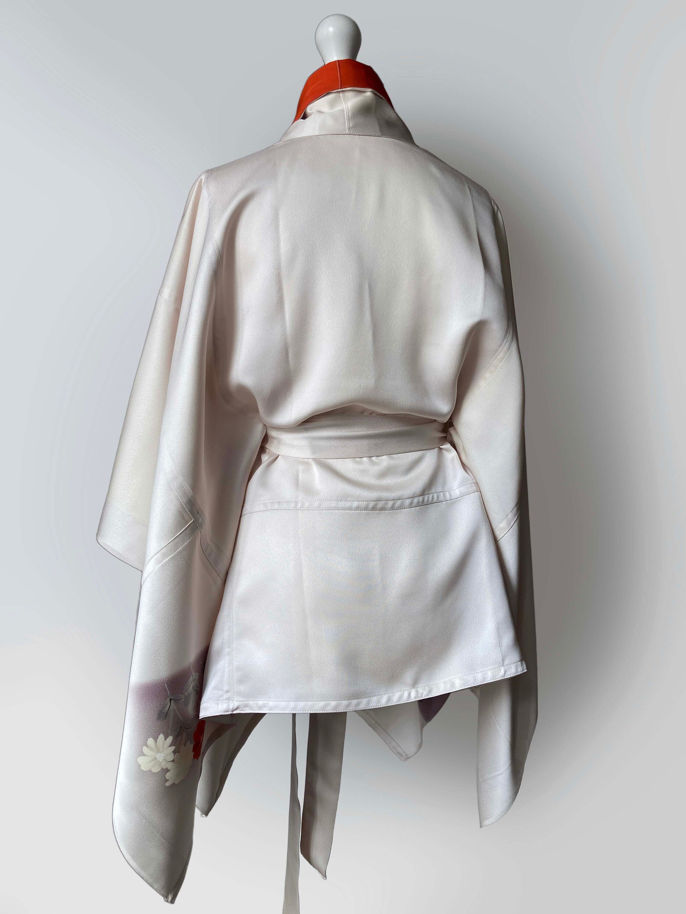 Short Vintage Silk Robe Jacket. Modern Kimono Robe Remake. Etsy