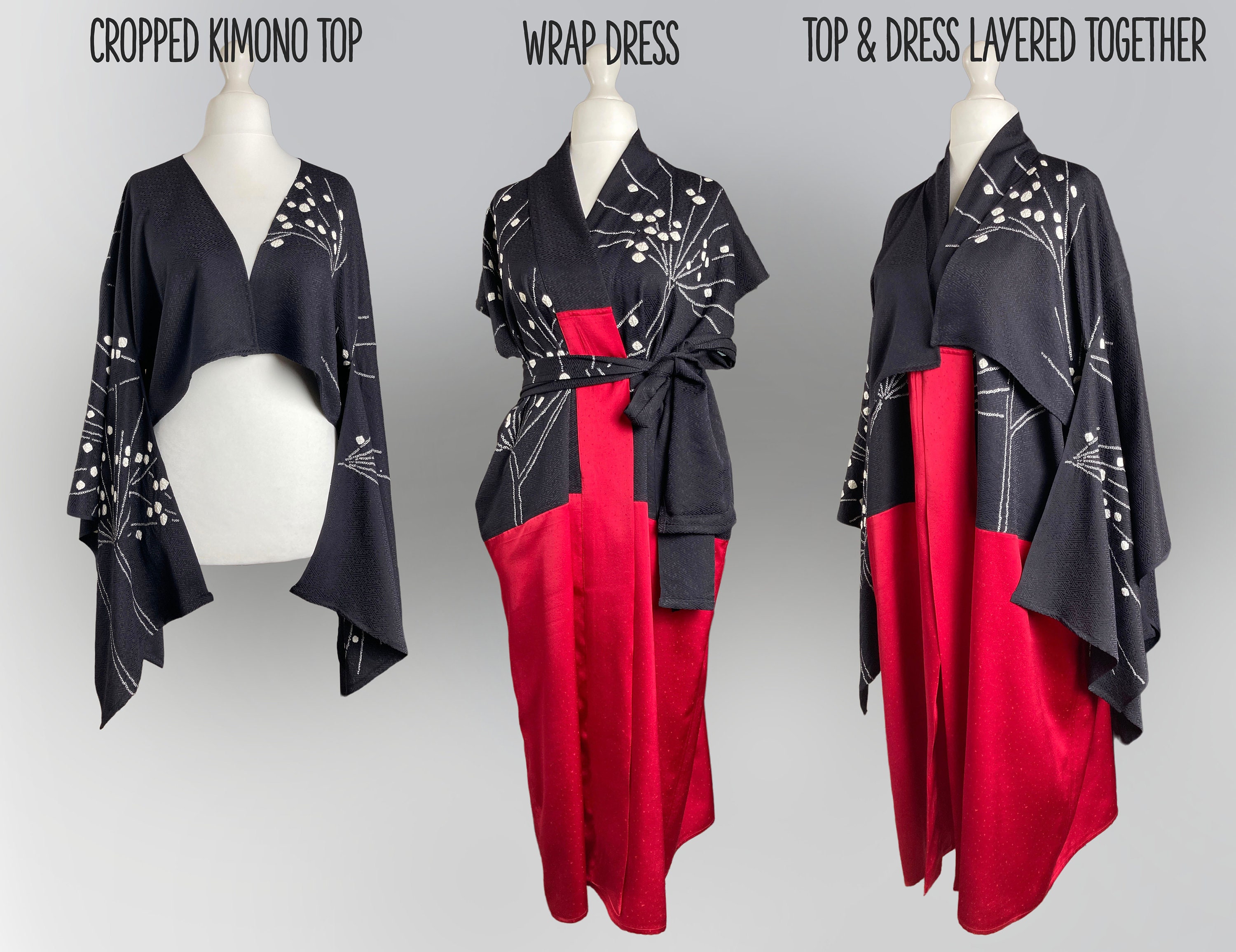 Women Plum & Crane Silk Kimono