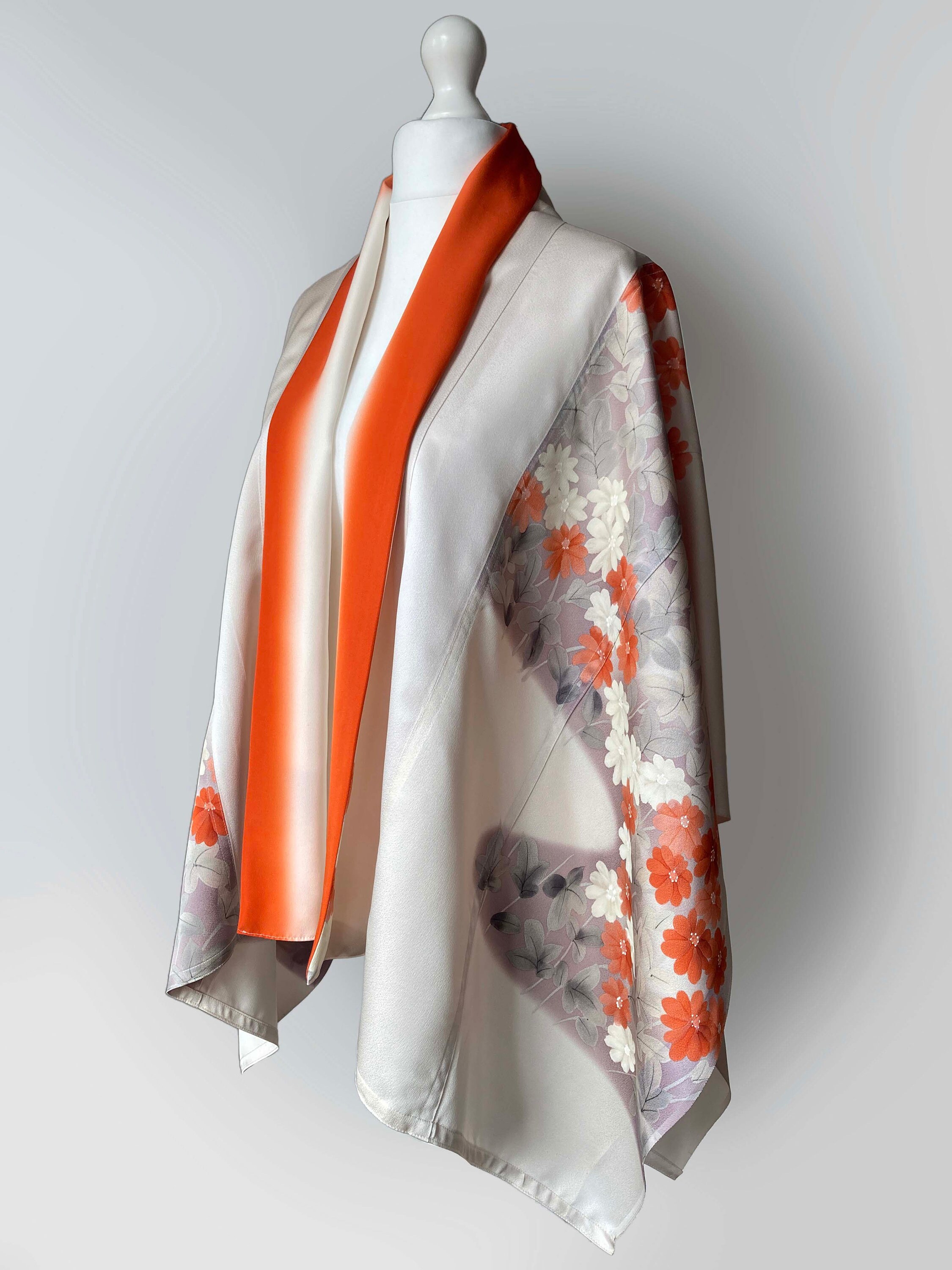 Short Vintage Silk Robe Jacket. Modern Kimono Robe Remake. Etsy