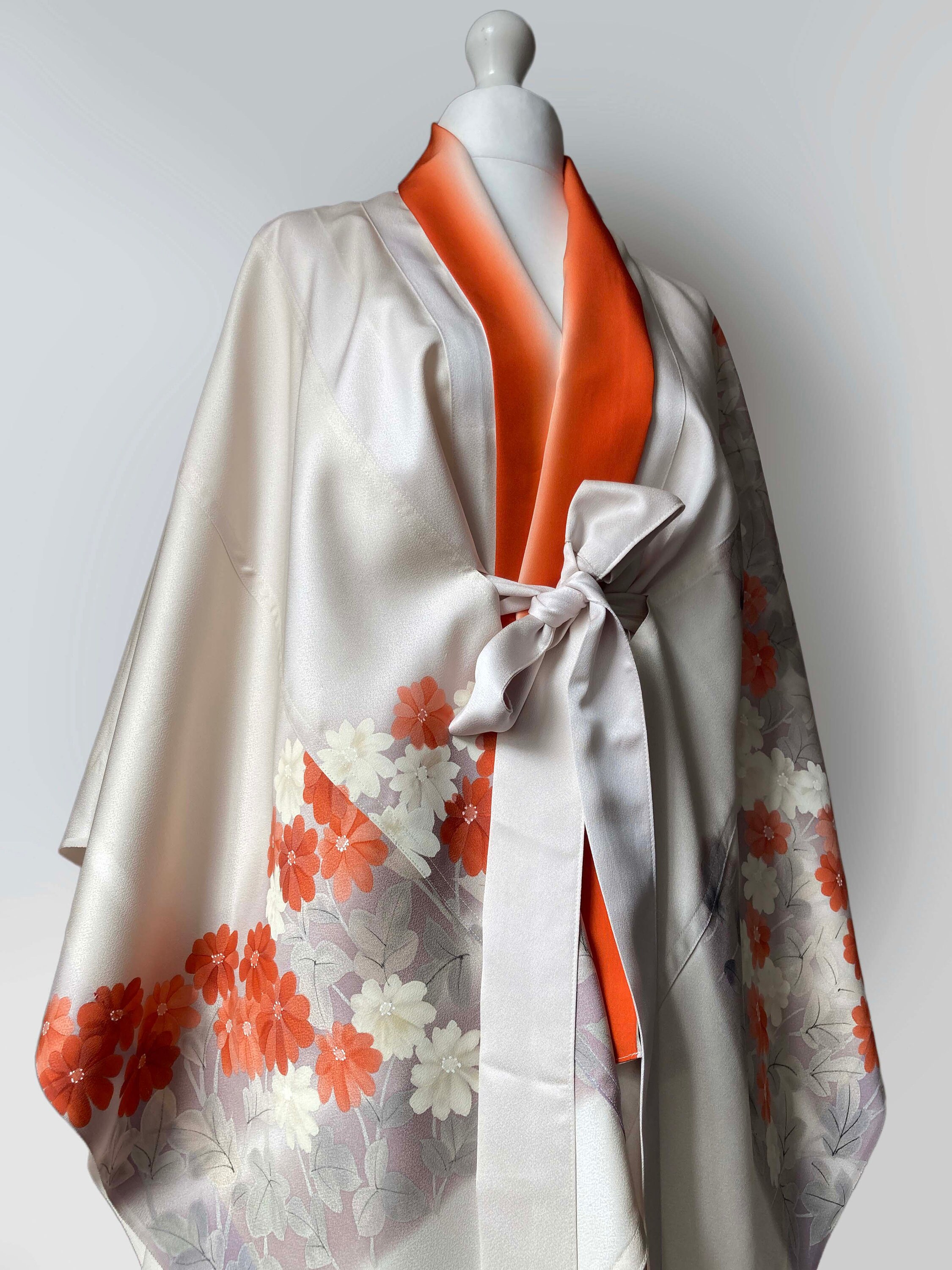 Short Vintage Silk Robe Jacket. Modern Kimono Robe Remake. Etsy