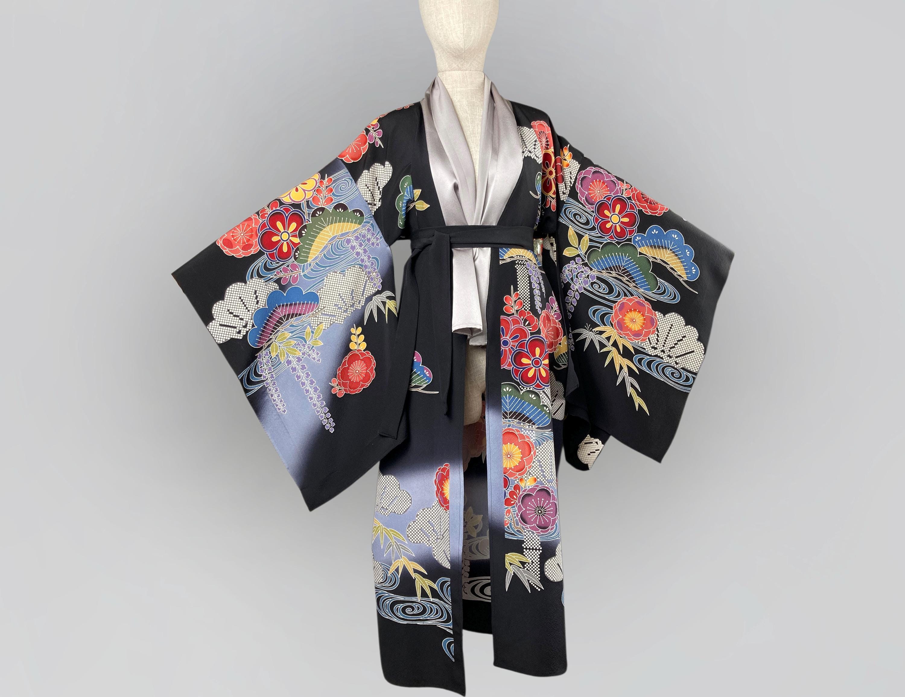 Kimono En Soie Fait Main - Motif Paisley Multicolore - Taille Unique - Neuf Sans étiquettes
