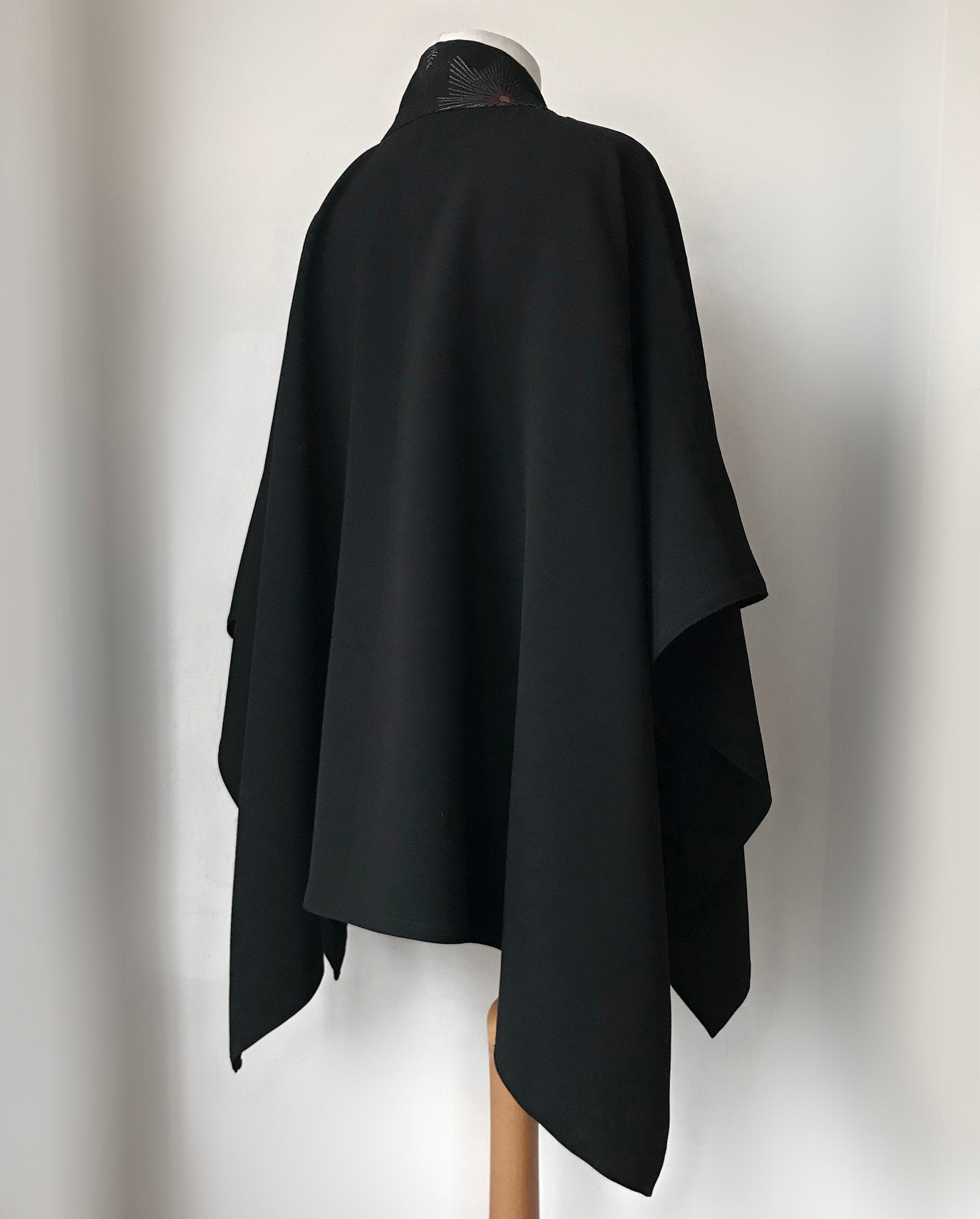 Long Black Cape Coat / Wool Cape / Silk Cape / Opera Coat / | Etsy