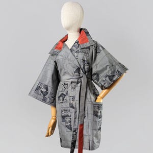 Sjalkrageklänning med fickor – Handvävd vintage japansk ren siden