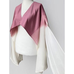 Capelet de seda rosa: xale bolero quimono vintage reciclado