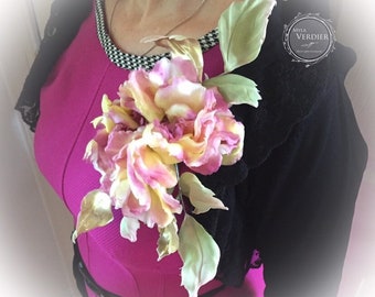 Silk Flower Brooch Large Flower Pin Handmade Gift Fashion Jewelry Silk Flower Pin Fabric Flower Brooch