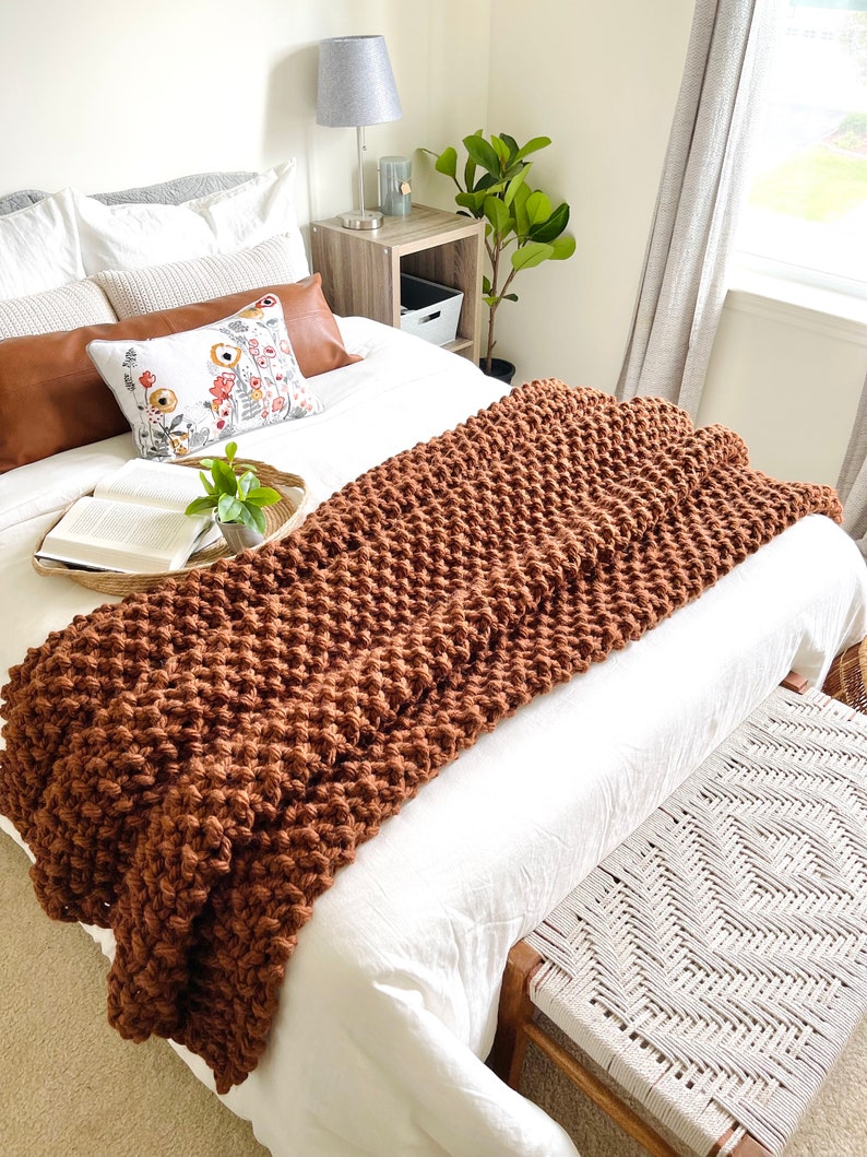 Ridgebury Throw Pumpkin Spice Chunky Knit Home Decor image 3