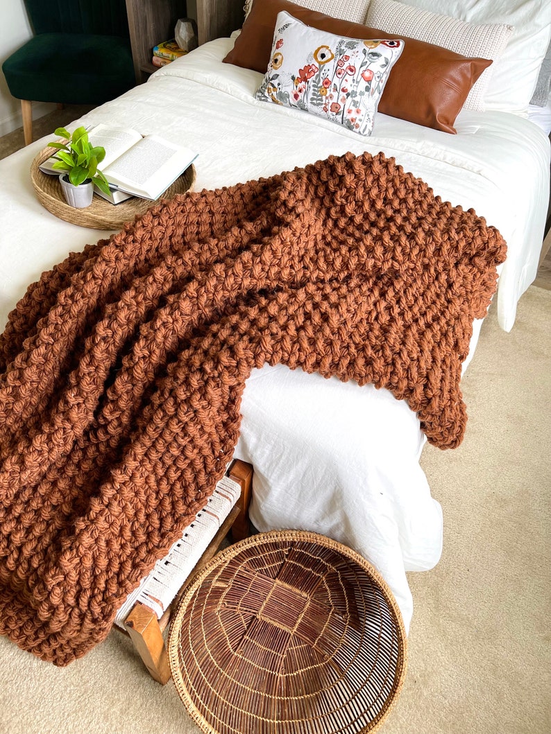 Ridgebury Throw Pumpkin Spice Chunky Knit Home Decor image 1