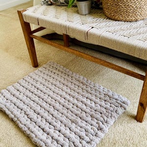 Chunky Chenille Hand Knit Floor Mat, Bath Mat, Throw Rug