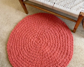 Bliss + Floor Mat | Persimmon | Play Mat, Throw Rug | Chunky, Jumbo Yarn