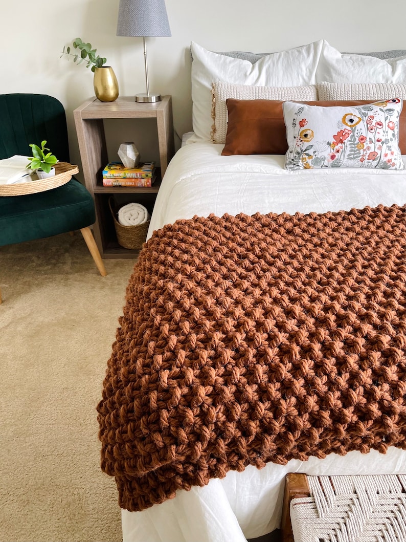 Ridgebury Throw Pumpkin Spice Chunky Knit Home Decor image 8