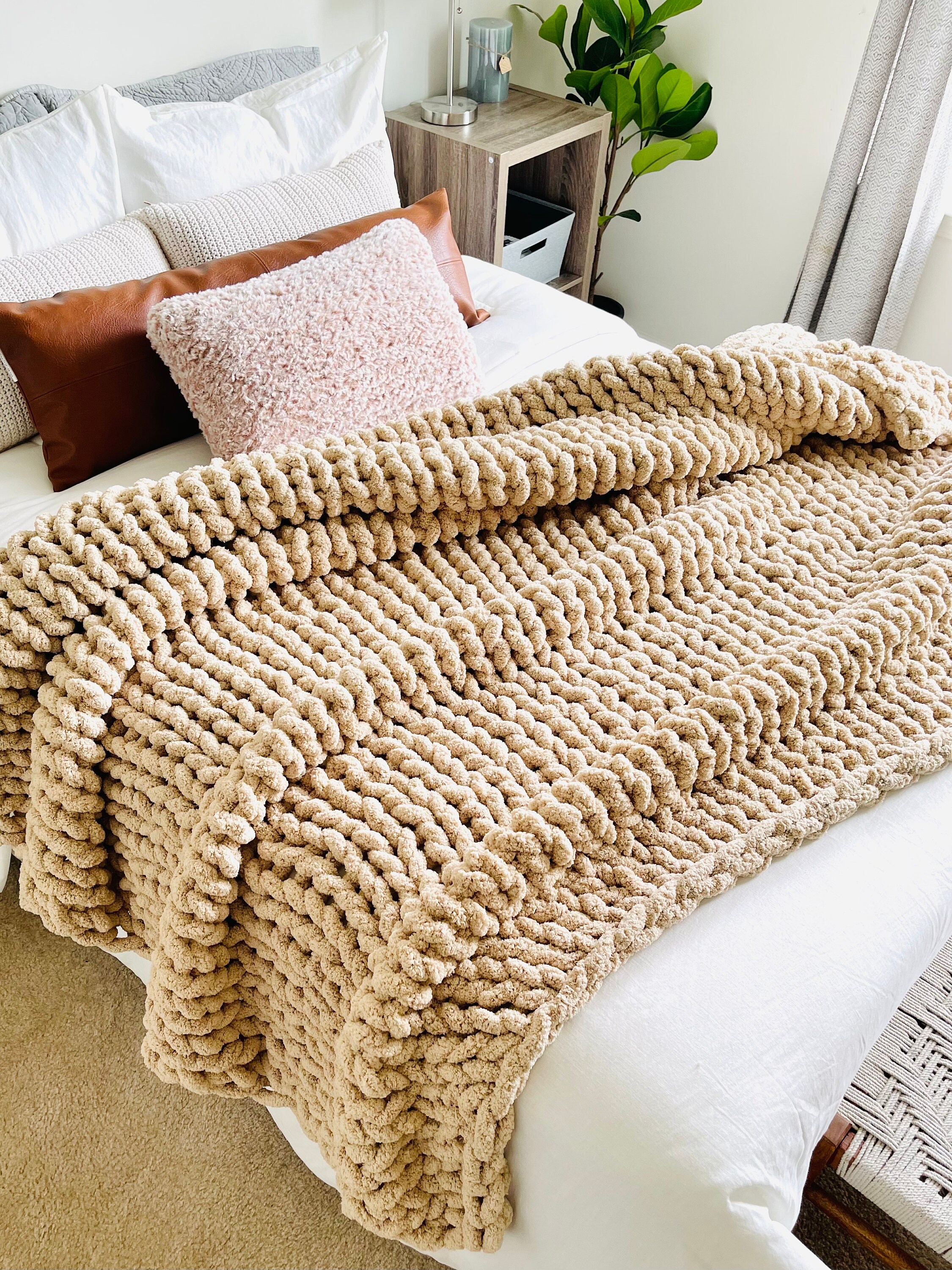 Taupe knitted throw sale